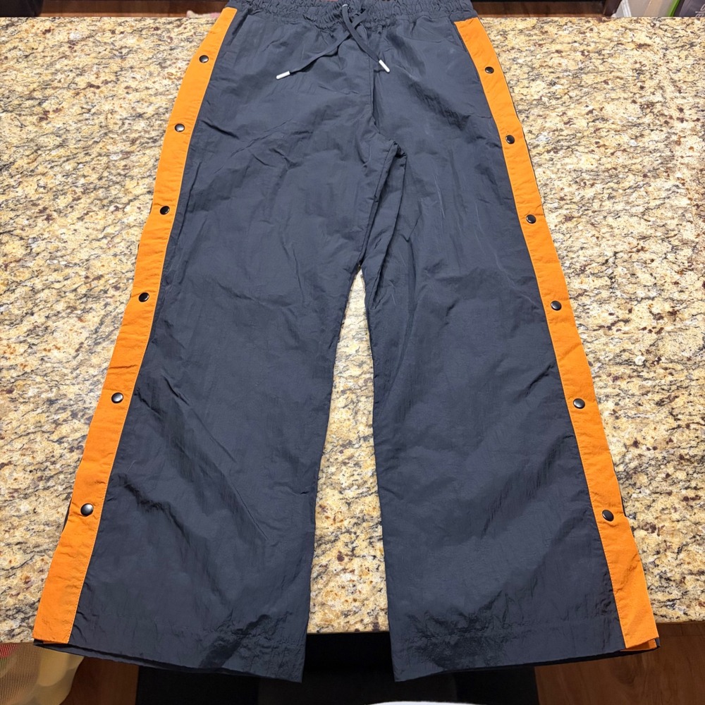 NEW Under Armour Athlete Recovery Snap Track Pants Black Orange Mens Large ws